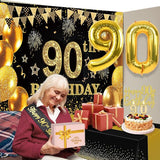 90th Birthday Decorations Men Women with 90th Birthday Banner Black