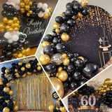 100pcs Black and Gold Balloons 12 Inch Metallic Gold and Black latex