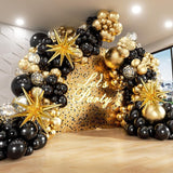 FOTIOMRG Black and Gold Balloons Garland Arch Kit, 5 10 12 18inch