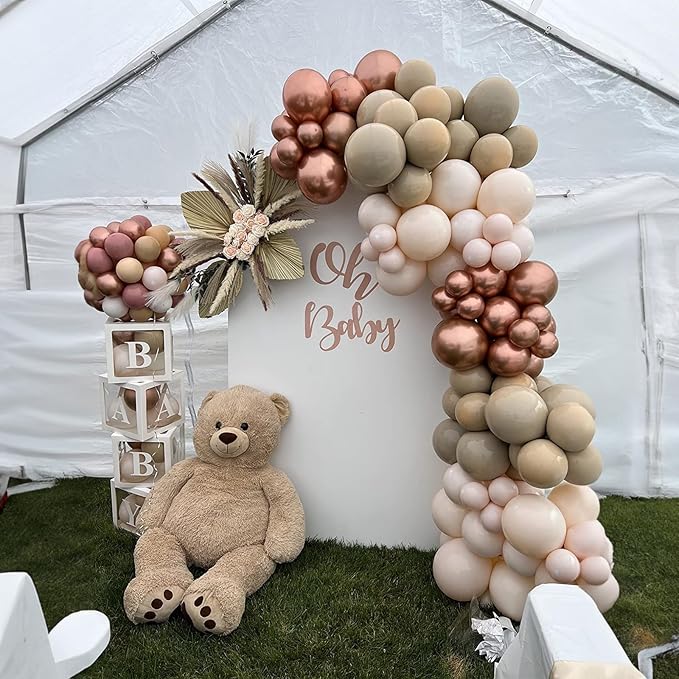 Boho Balloon Arch Double Stuffed Blush Nude Rose Gold Boho Balloon