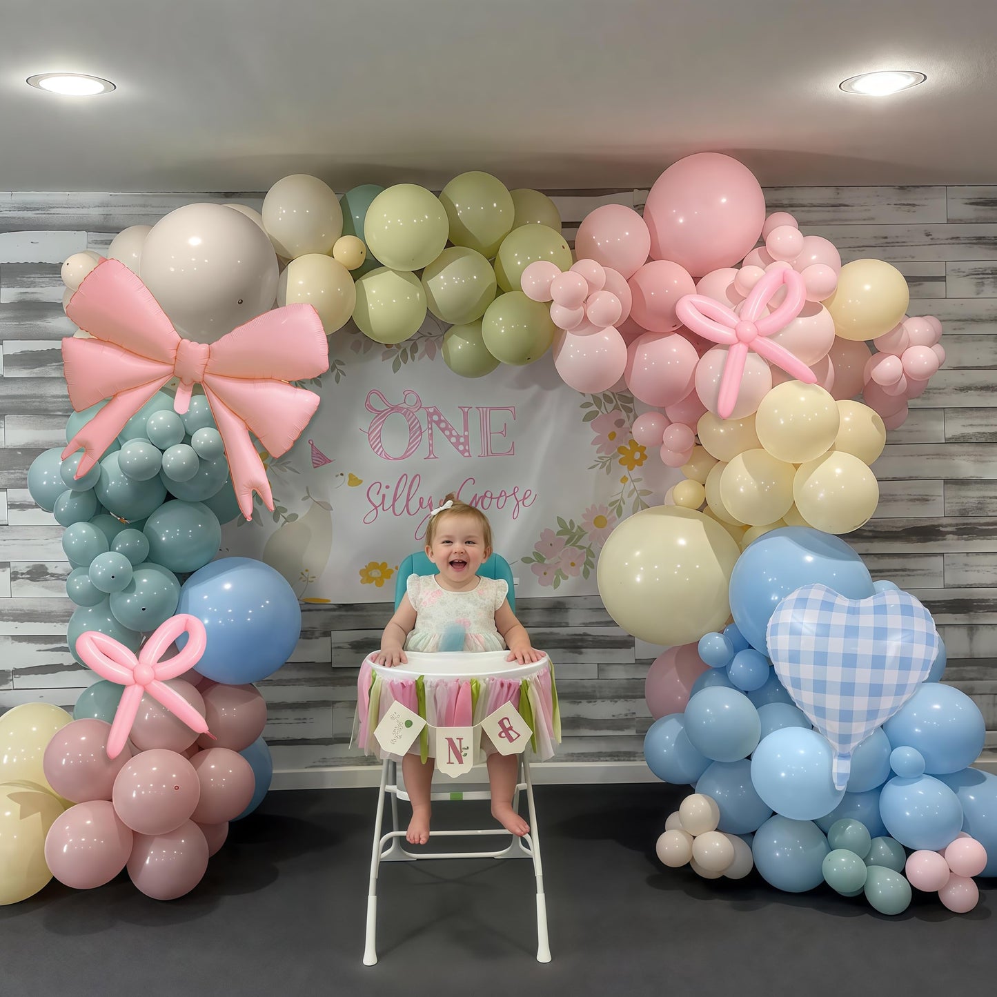 Goose Balloon Arch Kit Pastel Pink Blue Sage Green Balloons Garland
