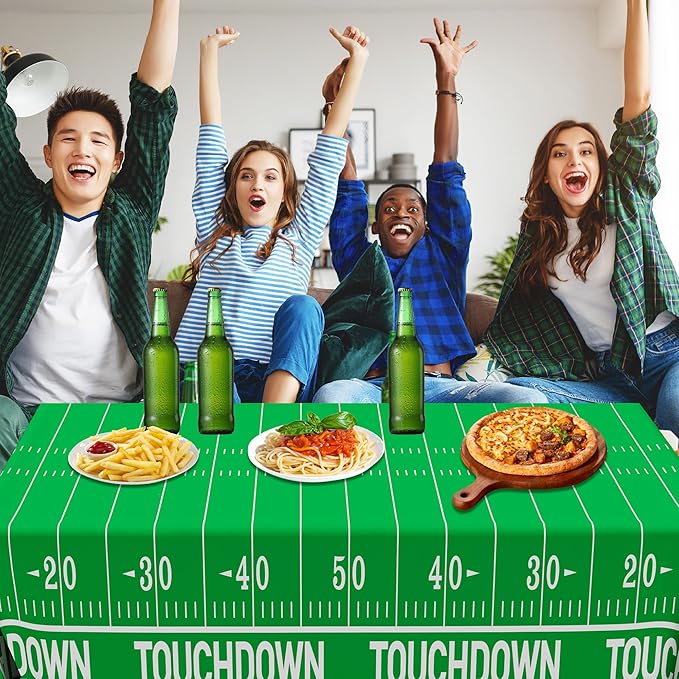 QZYL Football Party Supplies, Disposable Football Tablecloth, 4 PCS