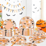 96 Pcs Halloween Plates and Napkins Ghost Spooktacular Halloween