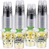 50 Pcs Halloween Cups 12 oz Spider Plastic Cups Clear Happy