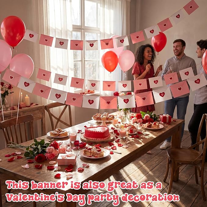 2 Pcs 19.7 ft Valentine Decoration Love Letter Garland Felt Love