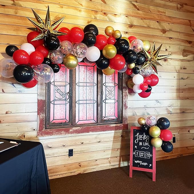 Red and Black Balloon, 60 Packs 12 Inch Red Black and Gold Balloon,