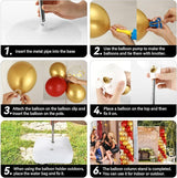 2 Sets Red Gold Balloon Column Stand Kit with 100 Balloons Adjustable