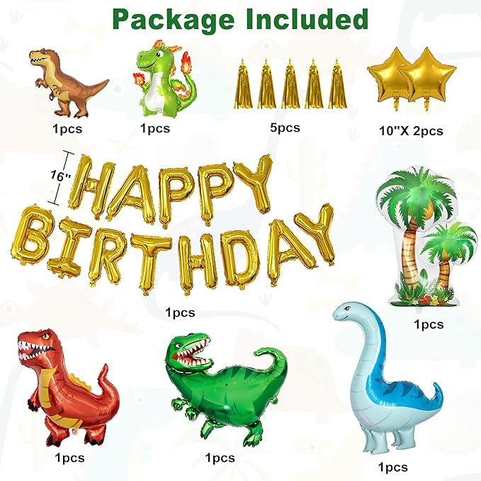 Dinosaur Birthday Party Decorations Supplies 124Pcs Dinosaur Green