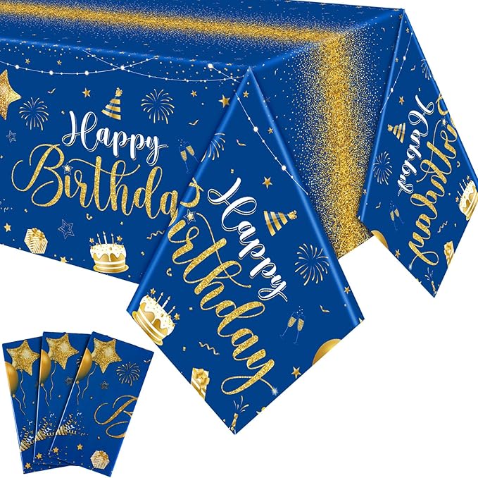 Tudomro 3 Pcs Happy Birthday Tablecloths Happy Birthday Party