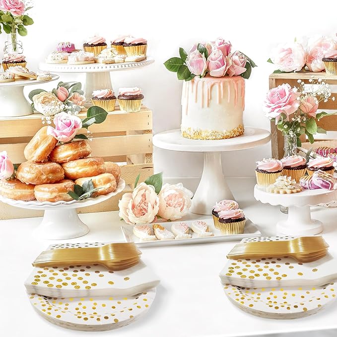 Serve 35 Guests Pink and Rose Gold Plates and Napkins Party