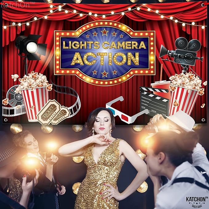 XtraLarge Lights Camera Action Banner 72x44 Inch Movie Night