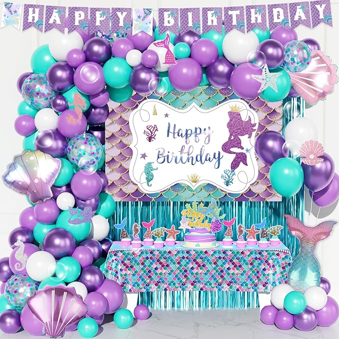 Mermaid Birthday Decorations Mermaid Party Decorations Purple Teal