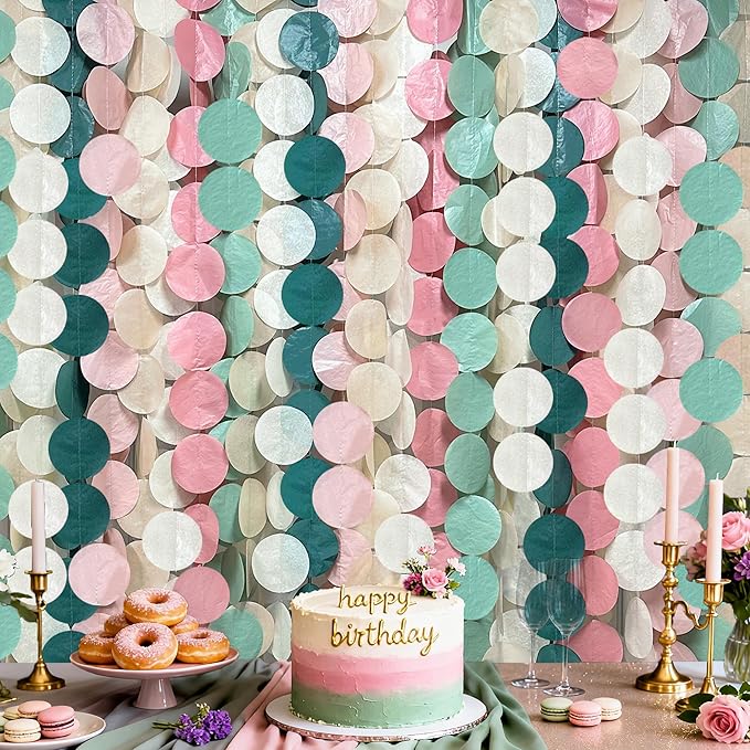 205 Ft Sage Green Dusty Rose Pink Khaki Beige Circle Dot Backdrop