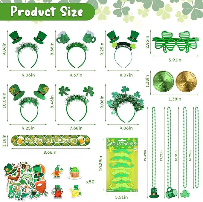 134Pcs St Patrick's Day Accessories Party Favor Set with Stickers