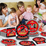 96 Pcs Race Car 2nd Birthday Party Supplies Hot Car Checkered