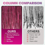 Voircoloria 3 Pack 3.3 x 8.2 ft Burgundy Foil Fringe Backdrop