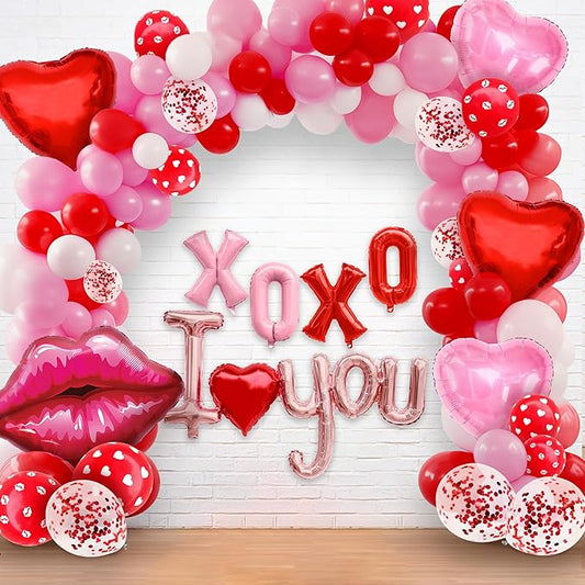 Huge Valentines Day Balloon Arch Kit 30 Inch Pack of 112 including