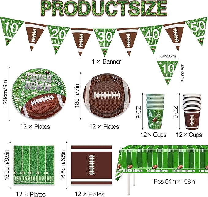 74Pcs Football Party Decorations Supplies Football Party Decoration