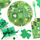 200Pcs St Patrick's Day Party Plates Supplies Green Shamrock Paper