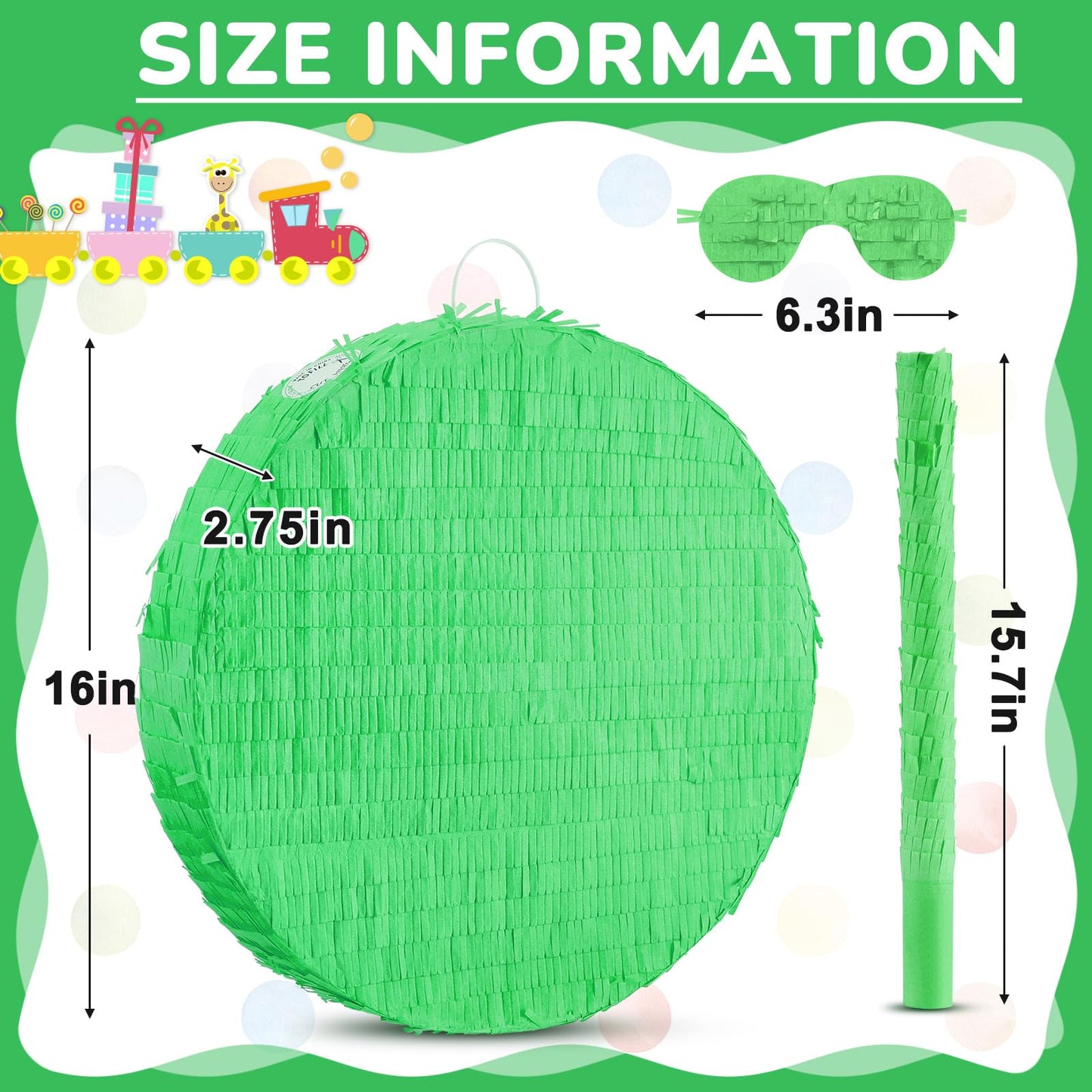 Jenaai 16 Inch Round Green Piñata Large Circle Blank Piñata with