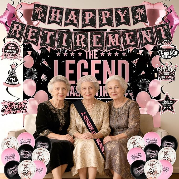 Elegant Rose Gold Retirement Decorations Kit for Women Features