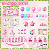Pink Dinosaur Birthday Decorations for 3 Year Old Girls 134 Pcs