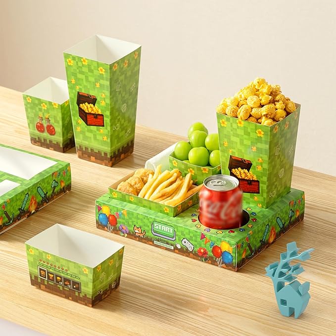 Movie Night Snack Trays 100pcs Include 20 Pixel Party Trays 20