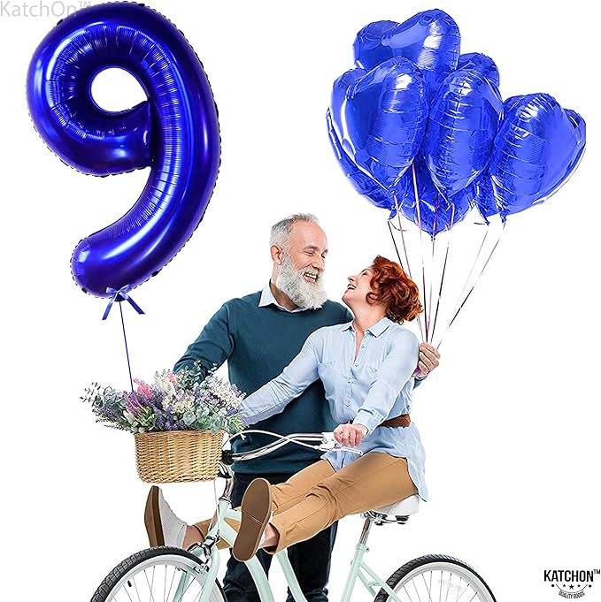 KatchOn, Giant Royal Blue Number 9 Balloon - 40 Inch | Foil 9
