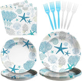 96Pcs Coastal Beach Party Decorations Blue Seashell Starfish Coral