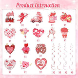 36 Pcs Valentine's Day Hanging Swirl Decorations Set Happy