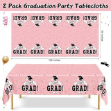 QZYL 2 PCS Graduation Tablecloth, 108" X 54" Pink Graduation