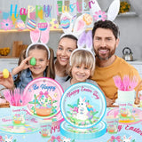 Easter Party Decorations Set Bunny Easter Party Supplies with Banner