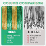 Voircoloria 3 Pack 3.3 x 8.2 ft Green and Gold Foil Fringe Backdrop