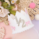 Jissoo Bow 1/2 Birthday Crown - 6 Months Birthday Decorations,Little
