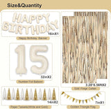 15th Birthday Decorations for Girls, White and Gold 15 Boho Birthday
