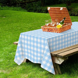 QIKSION Light Blue Gingham Tablecloth Disposable 12 Pack, 54 x 108