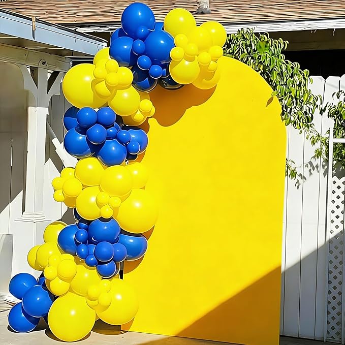 YMSZ Blue and Yellow Balloons Arch Kit, 134pcs Royal Blue and Yellow