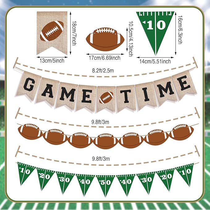 Game Time Football Burlap Banner Football Party Favors Decorations