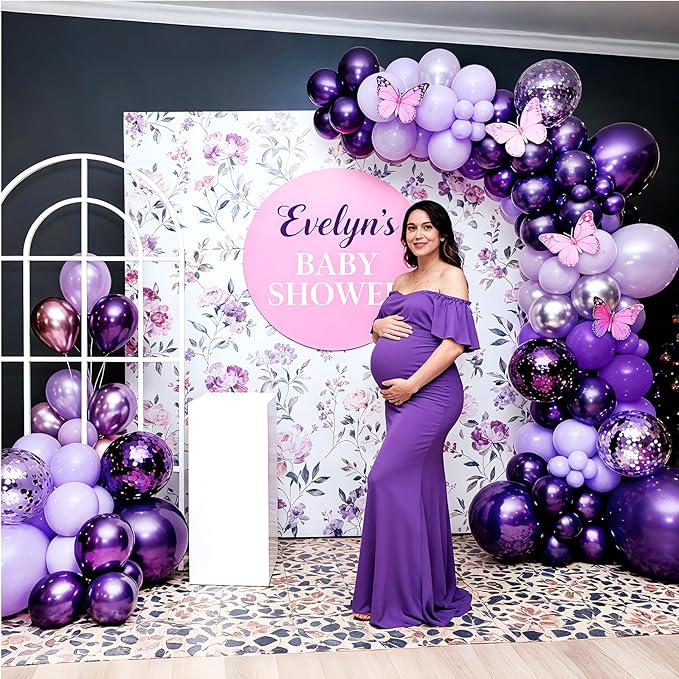 Bezente Purple Latex Balloons Kit, 60pcs 12 inch Dark Purple Metallic