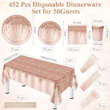 452 Pcs Rose Gold Party Supplies Birthday Decorations Include Glitter