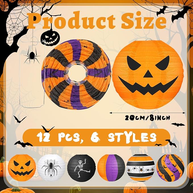 Halloween Party Decorations Black Orange Purple Hanging Spider Bat