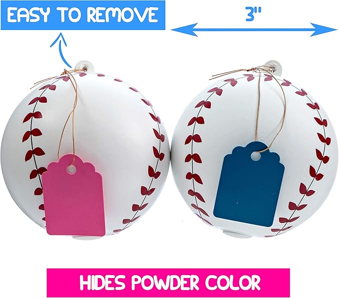 Gender Reveal Baseball Set Blue and Pink Balls Exploding with Powder