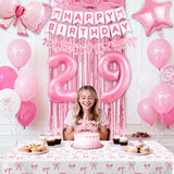 29th Pink Birthday Decorations for Women, Pink Bow Coquette Birthday