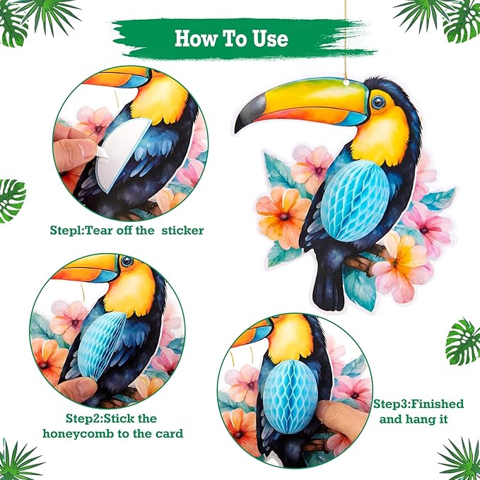 Tropical Party Decorations Hawaiian Party Decor with Paper Parrots