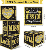 Kircirx 3pcs Going Away Party Decorations Boxes for Men Women, Black