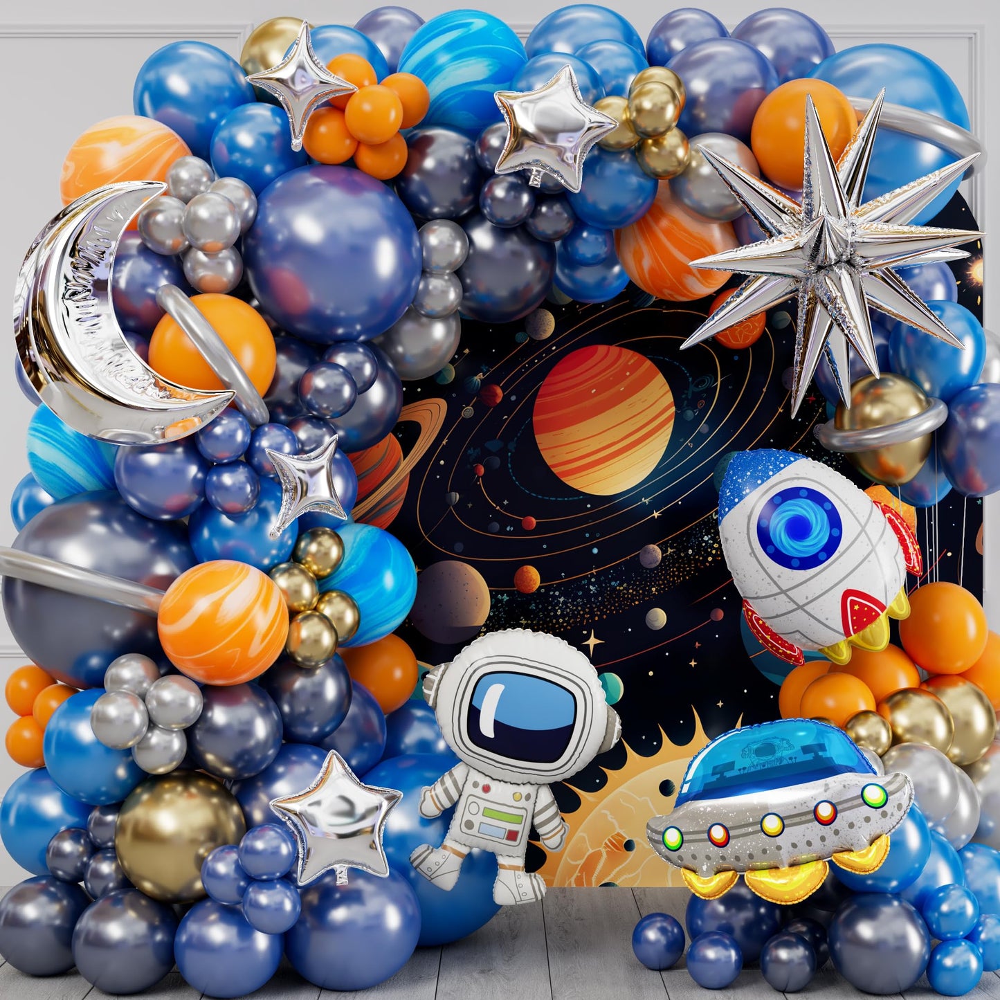 ALL-IN-1 Space Balloon Arch Kit with BONUS Specialty Foil Balloons for