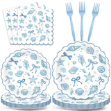 96pcs Scalloped Coastal Party Supplies Tropical Blue Bow Starfish