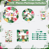 170 Pcs Hawaiian Luau Party Supplies Aloha Plates and Napkins Party
