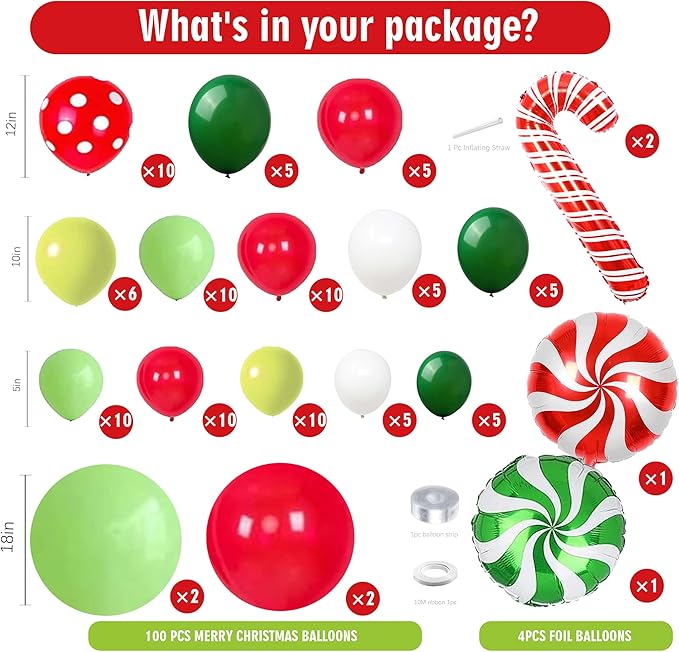 104pcs Whimsical Christmas Balloon Garland Arch Kit with Giant Candy