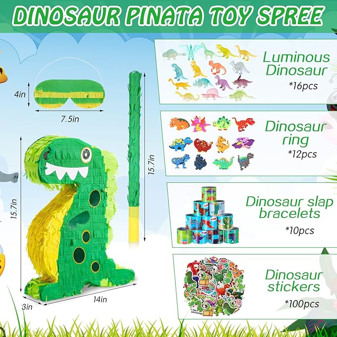 141 Pcs Dinosaur Piñata for Birthday Party Dino Piñata Set